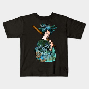 Japanese Geisha Sword Samurai Warrior 110 Kids T-Shirt